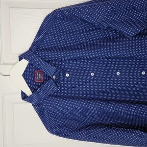 Men's UNTUCKit navy blue and white button-up dress shirt NWOT XXL